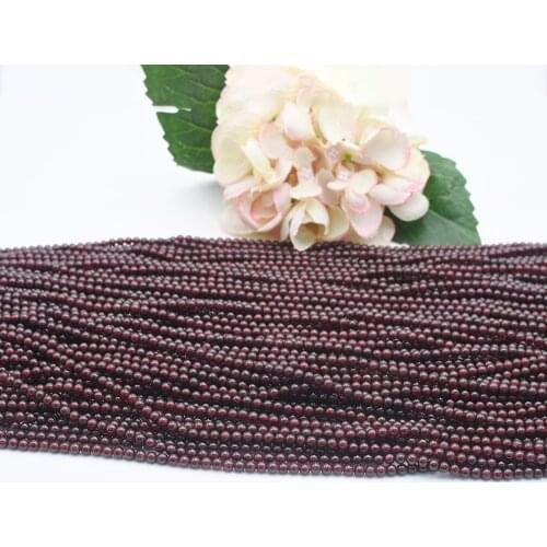Wholesale (3 strand) natural 4mm Red garnet pomegranate round loose beads stone for jewelry making