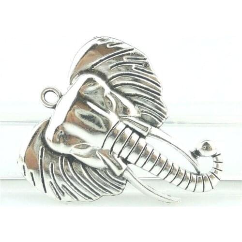 2pcs Charms Elephant 55*48*6mm Tibetan Silver Plated Pendants DIY Handmade Craft Jewelry Making 16078