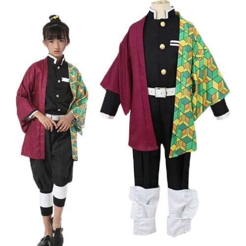 Kids Tomioka Giyu Cosplay Costume Boys Girls Halloween Party Demon Slayer Kimetsu no Yaiba Full Set Clothes Kimono Uniform