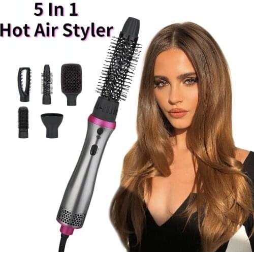 Hot-Air Brushes 5 In1 Hair Dryer Curling Styler Multifunction Detachable Negative Ion Hot Heating Comb Hair Curler Straightener