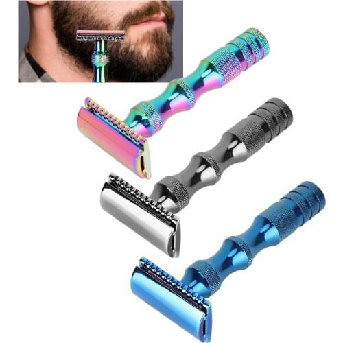 Adjustable Double Edge Safety Razor Shaver Alloy Silver Long Handle Razors Vintage Style Manual Shaving Razor for Men