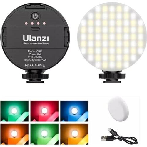 Adjustable LED Video Round Fill Light 2500K-6500K 800LUX Rechargable Camera Smartphone Vlog Fill Light