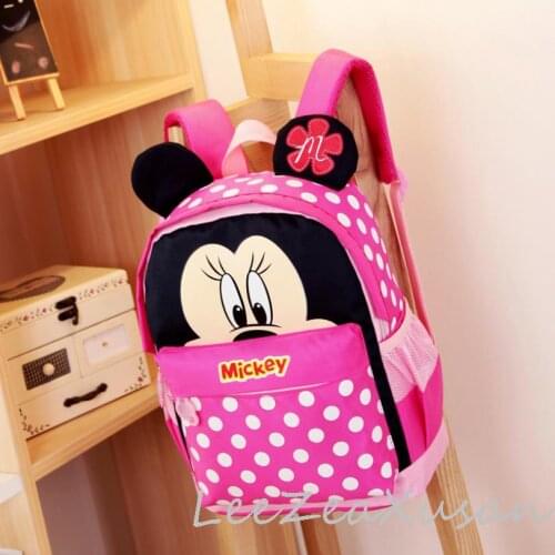 Mickey Mouse Backpack Oxford Kid Travel Bag Child Girl School Bag 3-6 Years Kindergarten School Backpack Double Shoulder Bag