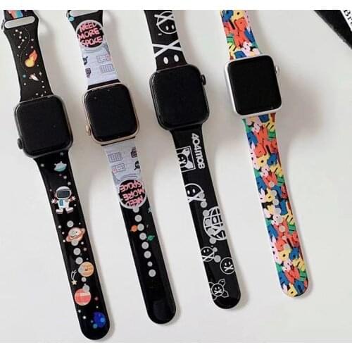 Cartoon Astronaut Silicone Strap Suitable for Apple Watch 38 40 42 44 mm Suitable for i Watch Series 4 3 5 SE 6 Smart strap