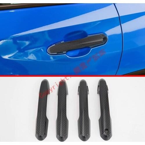 Carbon Fiber Style Car Decoration Door Handle Cover Trim Molding With Smart Hole For Toyota Rav4 2019 2020