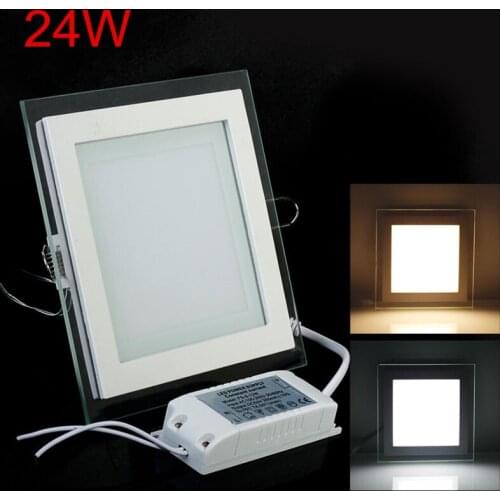 Super Bright 6W/9W/12W/18W/24W Glasses Led Square Panel Recessed Wall Ceiling Downlight AC85-265V Dimmable Indoor Light