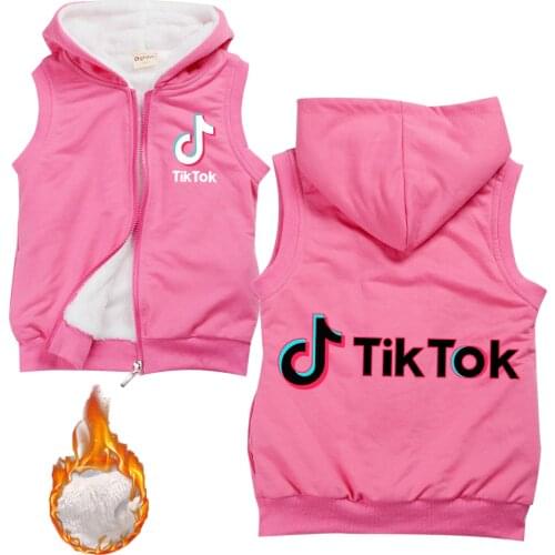 TIK TOK Winter children cotton jacket foreign trade cartoon childrens zipper cotton vest