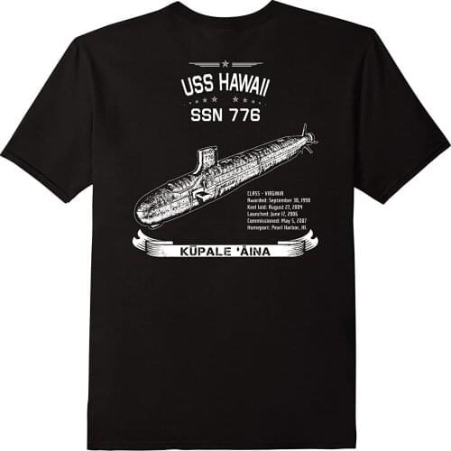 USS Hawaii (SSN 776) Virginia-class Attack Submarine T-Shirt. Summer Cotton O-Neck Short Sleeve Mens T Shirt New S-3XL