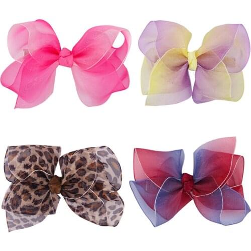 Chiffon Ribbon Bowknot Hair Clip Butterfly Hairpin Cute Clipper for Baby Girls Barrette Childrens Hair Accessories