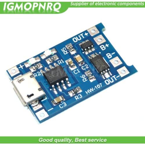 10pcs Micro USB 5V 1A 18650 TP4056 Lithium Battery Charger Module Charging Board With Protection Dual Functions 1A Li-ion