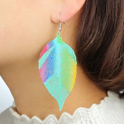 Boho Bohemian Hollow Multicolor Leaf Leaves Drop Earrings Jewelry Earrings for Women Fashion Summer Earrings Pendientes Gifts