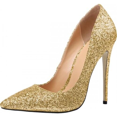 ARQA Women High heels Lady Pumps Glitter Pointed Toe Thin heels Sexy Wedding Shoes For Woman 12CM High-heeled Fashion Sequins