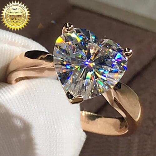 14K Au585 Rose Gold Women Wedding Party Engagement Ring 1 2 3 4 5 Carat Heart Moissanite Diamond Ring Trendy Romantic Classic