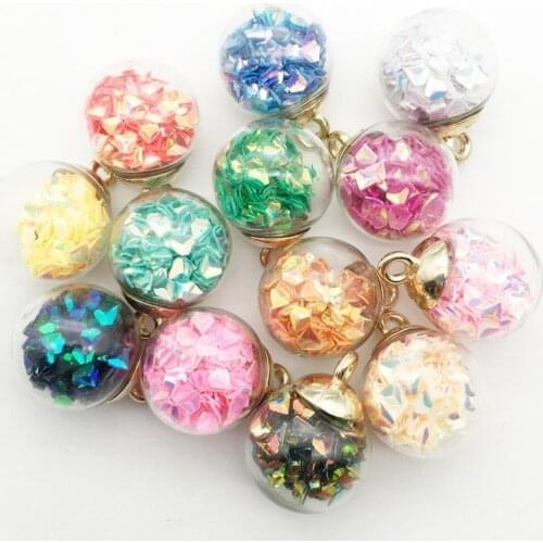 10pcs / bag popular triangle resin sheet 16x21mm fashion crystal glass ball pendant DIY necklace hair rope earrings accessories
