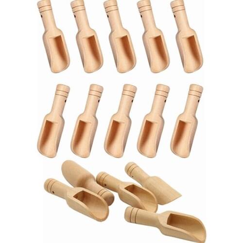 20pcs Wooden Round Handle Scoop Teaspoon Small Salt Shovel Milk Powder Scoops Wood Condiment Spoons Coffee Tea Mini Sugar Spoon