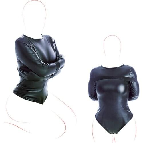 BDSM Bondage Mummy Restraint Bag Leather Arm Binder Restraint Straitjacket Sexy Costume Sex Slave Binding Belt Sex Toy For Women