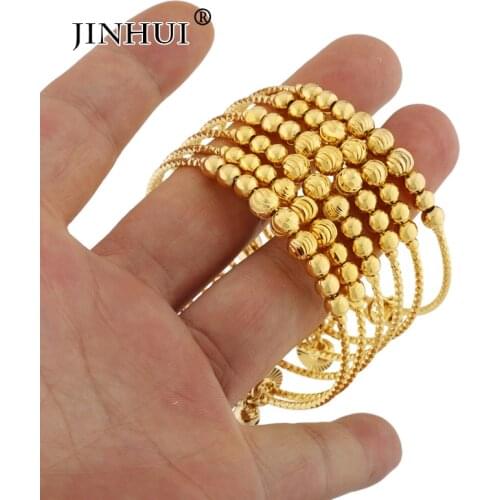 Bangles jewelry African Fashion Adjustable size gold color bell for women Party wedding gifts Stretchable free size Bracelet