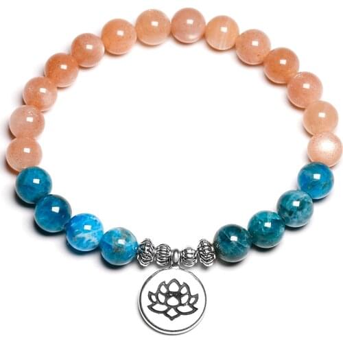 High Quality Natural Apatite Stone Bracelets For Women Yoga Jewelry Lotus OM Buddha Beads Bracelet