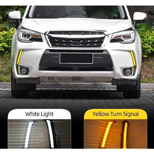 CSCSNL 1Set Car led light drl daytime running light for Subaru Forester 2013 - 2018 with Yellow turn signal Fog lamp