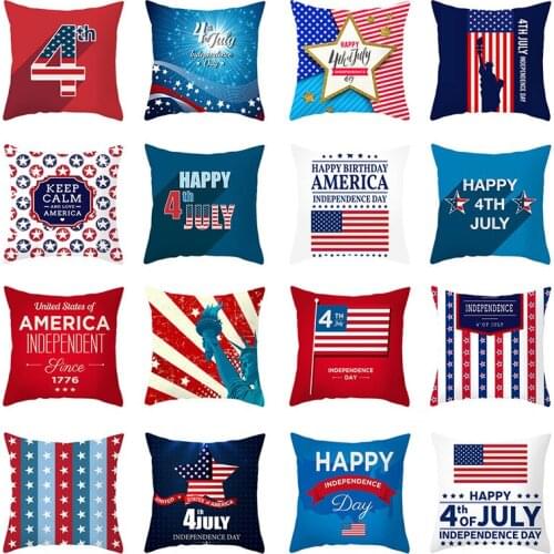 Independence Day Theme Flag Statue of Liberty Pentagram Pillow Cover Sofa Car Lumbar Pillow Cover Cushion Cover