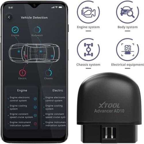 XTOOL AD10 OBD2 Diagnostic Scanner Bluetooth-compatible ELM327 Engineer Code Read Work With iOS/Android And HUD Head Up Display