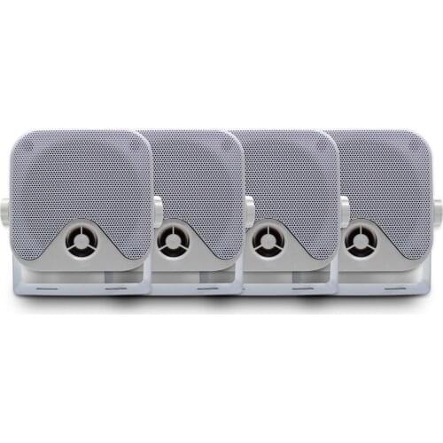 2Pairs Marine Box Speaker Waterproof Boat Stereo Speakers 400W 4" Wall Surface Mounted For Car Boat Yacht Bathroom ATU UTV SPA