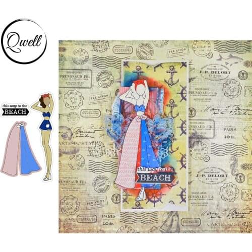 QWELL Bikini Long Trouser Beach Girl Clear Stamps Slim for Paper Craft Cards Decoration Album DIY Scrapbooking New 6*8 inch