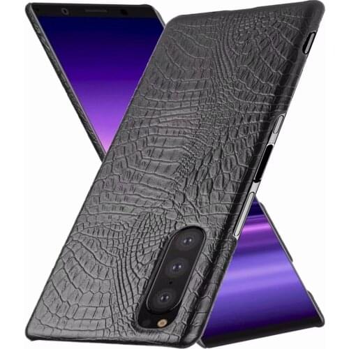 For Sony Xperia 5 J8210 J8270 J9210 Case Crocodile Grain PU Leather Back Hard Case Cover For Sony Xperia 5 Sony5 J8210 J8270