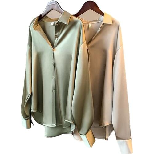 FALAISHUKA Womens Satin Shirts