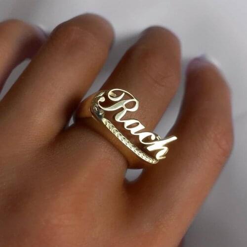 Custom Number Name Rings For Women Men Personalized Carved Gold Initial Ring Hip Hope Custom Jewerly Birthday Gift Anillos Mujer