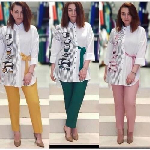 2 piece Set African Clothes For Women 2021 Dashiki Print Shirt Top Blouse Pants Suit Autumn Loose Casual Ladies Clothing Outfits