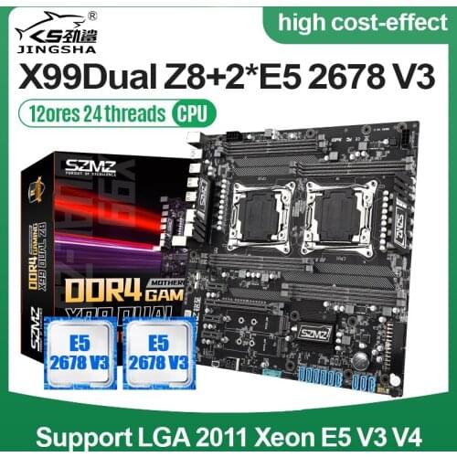 X99 dual Z8 motherboard set with 2pcs XEON 2.4 Ghz E5 2620 V3 six-core Processor Support MAX 2400MHz 8-Channel LGA 2011V3 CPU