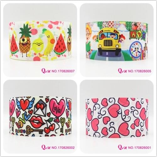 Q&N ribbon 16mm 22mm 25mm 38mm 50mm 75mm love school printed grosgrain ribbon webbing 50yards/roll for hair tie free shipping