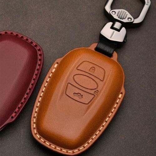 Leather Car Key Case Cover fob for Subaru BRZ Forester Impreza STi WRX XV Crosstrek Legacy Outback 2015-2018 Accessories