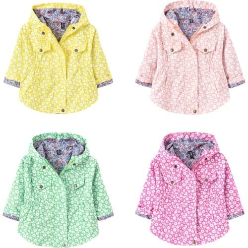 Spring Autumn Girls Casual Jackets Hooded Outerwear Fashion Print Windbreaker Children Clothing Cute Girls Coat 3 4 5 6 7 8 Year