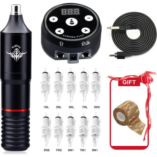 Professional Tattoo Kit Permanent Makeup Machine Set Tattoo Rotary Pen LCD Power Supply With Cartridge Needle for Tattoo Artist