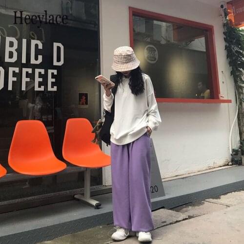 Korean Fashion Purple Jogging Sweatpants Women Baggy Harajuku Oversize Joggers Sports Pants Soft Girl Wide Trousers 2021