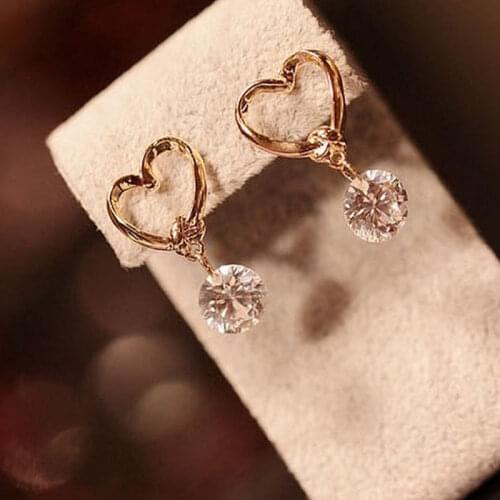 Fashion heart stud earrings Romantic sweet rhinestone earring for women zircon new arrive jewelry #ER111