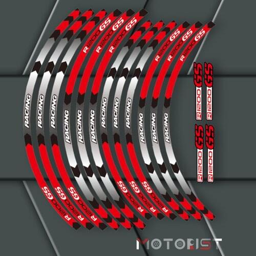 A set of 12pcs high quality motorcycle wheel decals waterproof Reflective stickers rim stripes For BMW R1200GS
