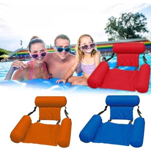 Swimming Pool Water Hammock Recliner Inflatable Mat Floating Bed Chair Foldable Summer Swimming Air Mattress Sleeping Cushion