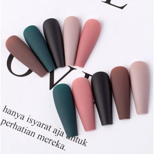 Fake Nails Art Manicure Nail Art Nail Tips Matte Full Cover False Nails 100PCS/Set False Nail Tips Matte Full Cover Long Coffin