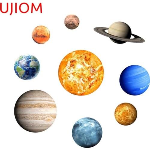 UJIOM Planet Solar System Childrens Bedroom Decor Wall Stickers Bedroom Accessories Door Sticker Living Room Decor Wall Decal