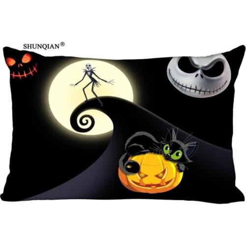 Custom Nightmare Before Christmas Rectangular Pillowcase Home Bedroom Living Room Silk Pillowcase Two Sides Printing More Size