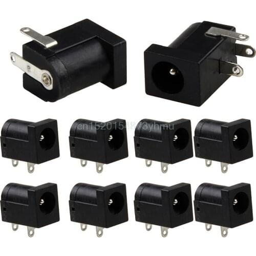 New power socket 10Pcs PCB Mount 5.5 x 2.1 mm Female DC Power Jack Plug Socket Connector Black hot