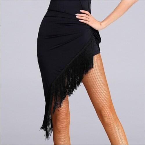 New Triangle Latin DressLady Fringed Sexy One Skirt Adult Skirt Latin Dance Dress Costume Women 's Black Practice Skirt