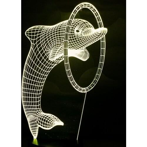 Gift for Christmas Halloween Holiday 7Colors with Automatic Color USB Power Generation LED Funny Night Ligth with Dolphin Shape