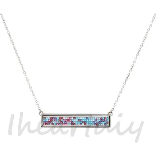 "PRESELL PRODUCT" 3.8cm*0.6cm Mosaic Lavender Magentic Interchangeable pearl Bar fit Rectangle Bar Necklace toned