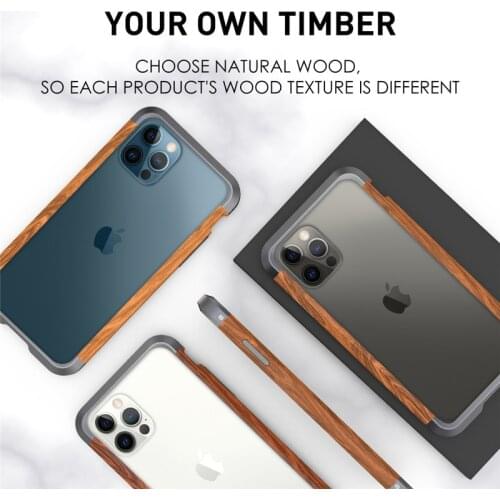 Luxury Metal + Solid Wood Protection Phone Case For Apple Iphone 12 Mini 11 Pro Max Aluminum Alloy Shockproof Bumper Frame Funda