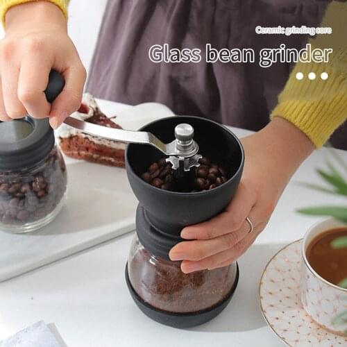Manual Handmade Coffee Grinder 2PCS glass container Hand Coffee Bean Burr Grinders Mill Kitchen Tool Crocus Grinders