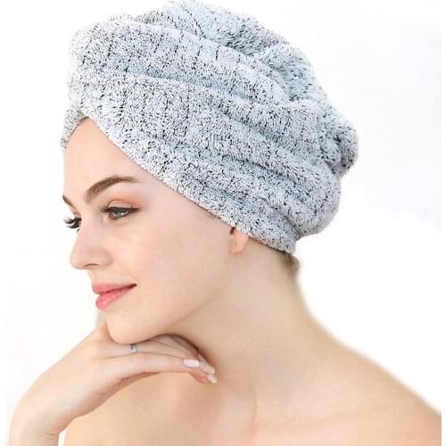 SINSNAN Carbon Fiber Coral Fleece Microfiber Towel For Hair Soft Thick Superabsorbent Dry Hair Towel For Women Bath Makeup Caps